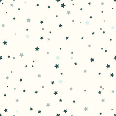 Star seamless pattern. White and grey retro background. Chaotic elements. Abstract geometric shape texture. Effect of sky. Design template for wallpaper,wrapping, textile. Vector Illustration