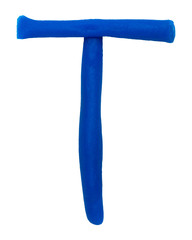 Plasticine letter T isolated on a white background
