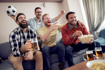 Fans of soccer watching match