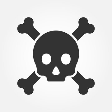 Crossbones or death skull, danger or poisonous icon for applications and websites. Vector