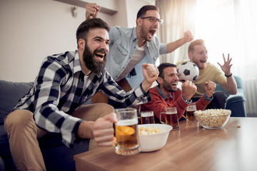 Group of friends  cheering