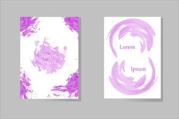Beautiful Watercolor Vector Purple Template for your design. Colorful postcard