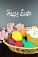 baking cake with a glaze bread with eggs colored