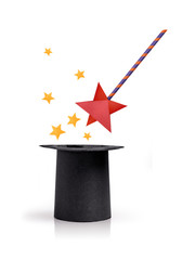 Magic wand and cylinder hat