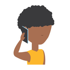 avatar man talking on cellphone over white background, colorful design.  vector illustration