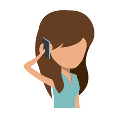 avatar Woman Talking on Cellphone over white background, colorful design. vector illustration