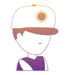 avatar boy wearing a cap over white background, colorful design. vector illustration