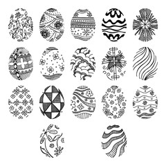 Easter eggs isolated on white background. Hand draw an Easter symbol.