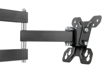 Black bracket for TV on a white background isolation