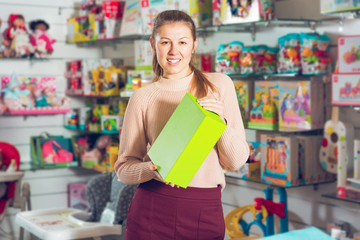 Woman in children's toys store