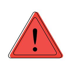 warning sign icon over white background, colorful design. vector illustration