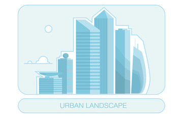Modern architecture, buildings, skyscrapers. Flat vector illustration. 
