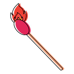 Burning match icon over white background, colorful design. vector illustration