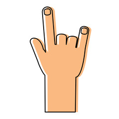 hand with rock symbol over white background, colorful design. vector illustration