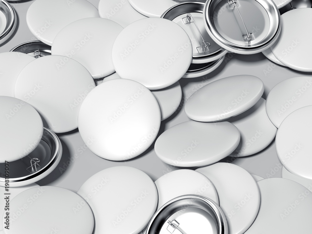Poster white button badges. 3d rendering