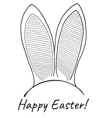 Sketch of the ears of the Easter bunny. Vector. Happy easter.
