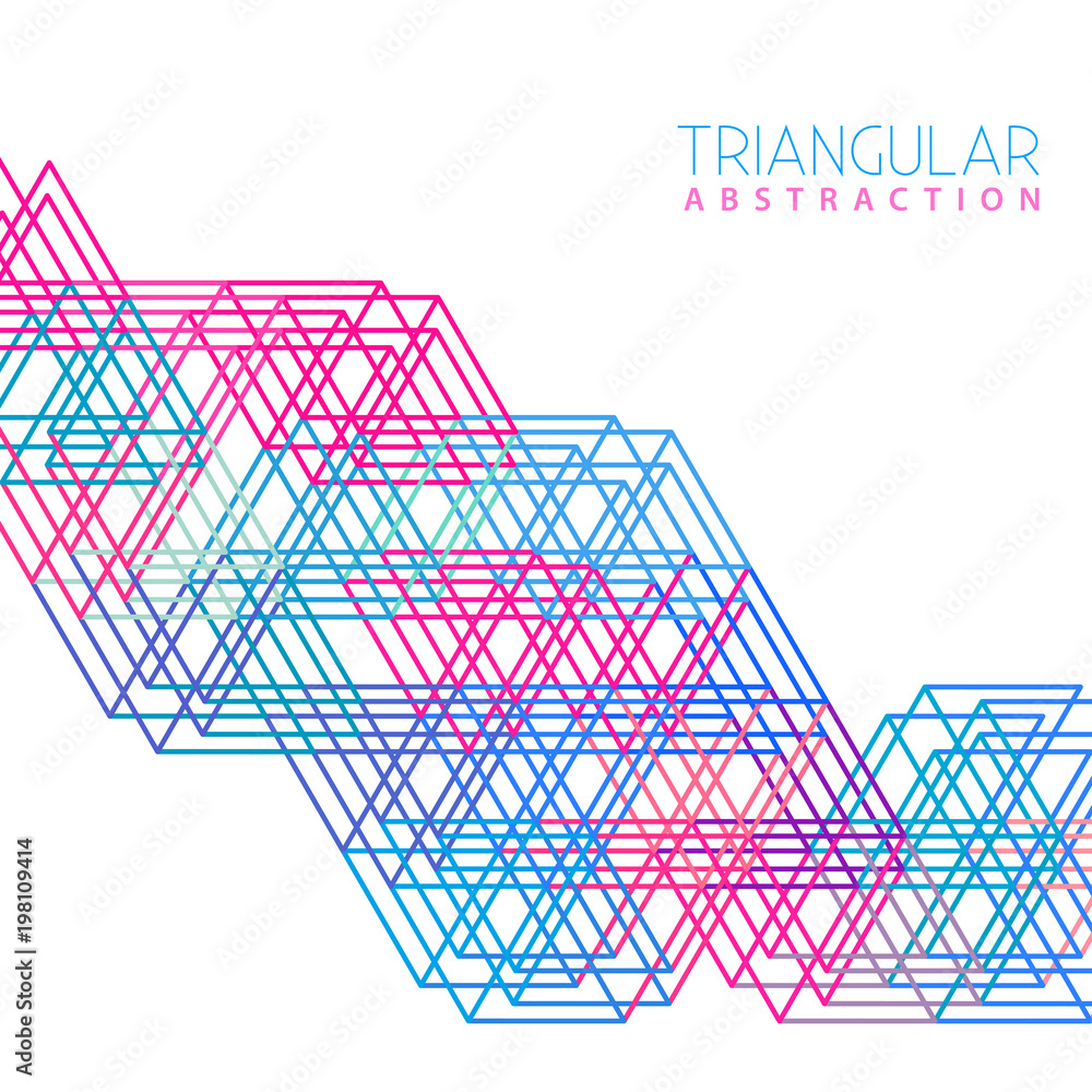 Poster Grid of triangles on a white background. Geometric vector pattern