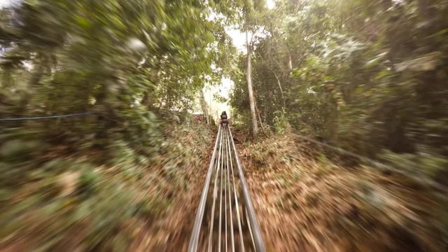 Slide system for entertainment of tourists near Datanla waterfall. Vietnam