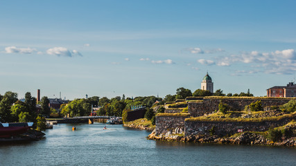 Obraz premium Ruined medieval fortress located upon a rocky headland in Sweden