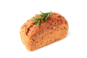 Fresh baked bread with rosemary branch.