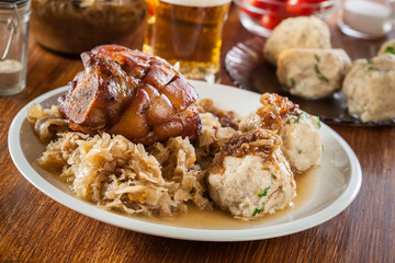 Pork knuckle with fried sauerkraut