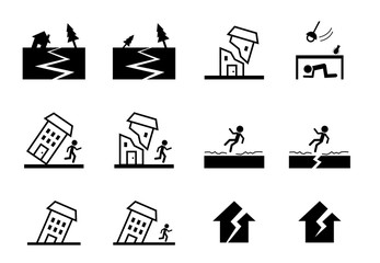 Set of earthquake icon in vector art design