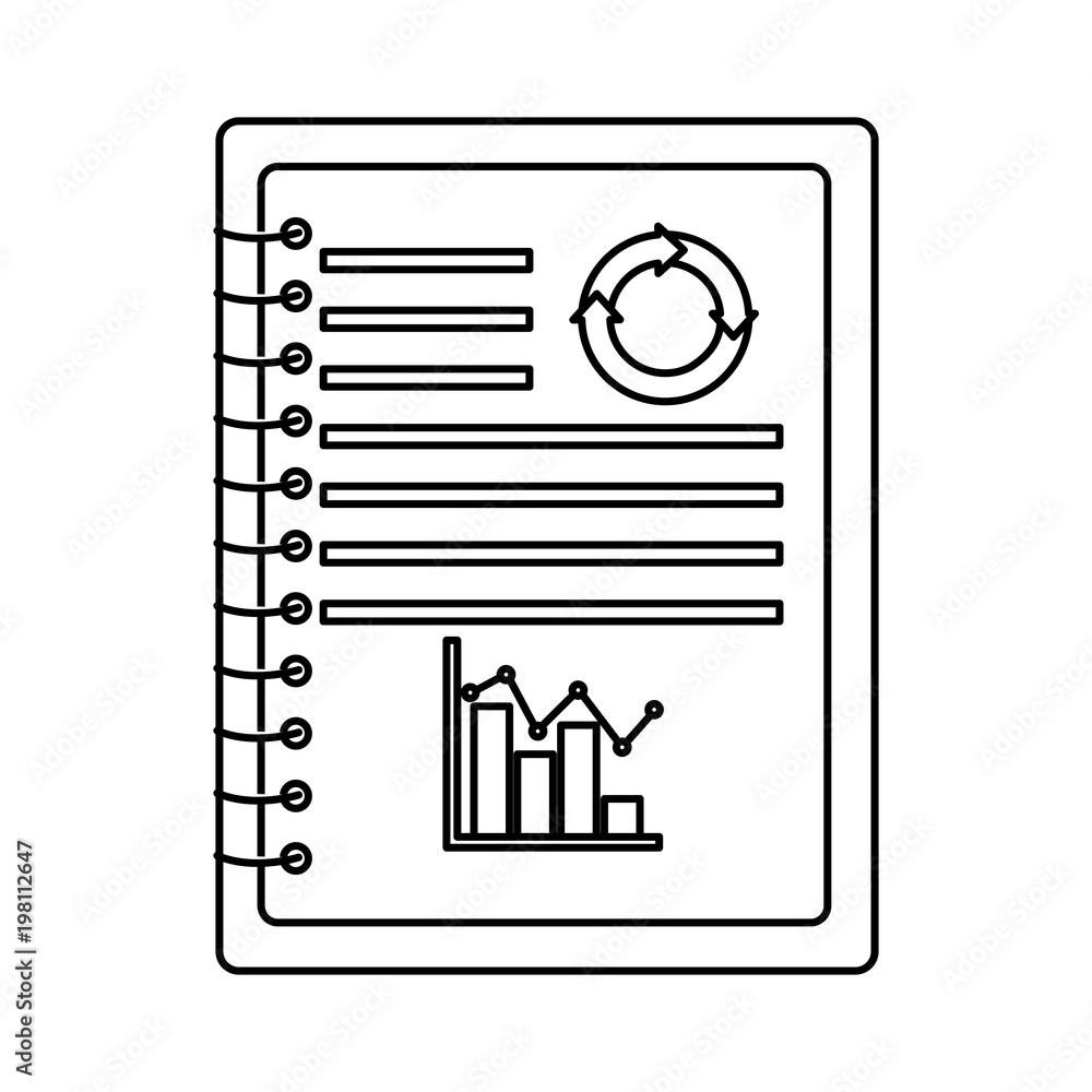Poster notebook business chart statistic information graphs vector illustration outline design