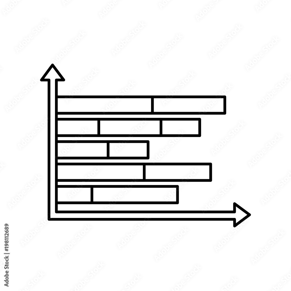 Poster statistic horizontal bar graph business progress vector illustration outline design