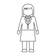 businesswoman character wearing skirt necktie vector illustration outline design