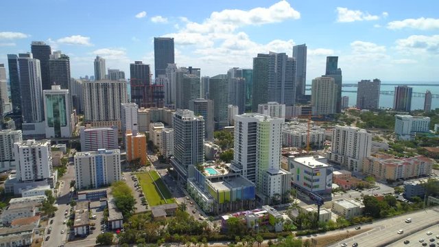 Aerial lateral footage Miami Downtown Brickell clip 3