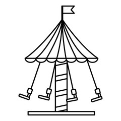 carnival fun fair festival carousel with chair flying vector illustration outline design