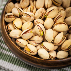 Sea Salt Roasted Pistachios. Selective focus.