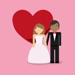 Wedding couple icon over pink background, colorful design vector illustration