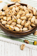 Sea Salt Roasted Pistachios. Selective focus.
