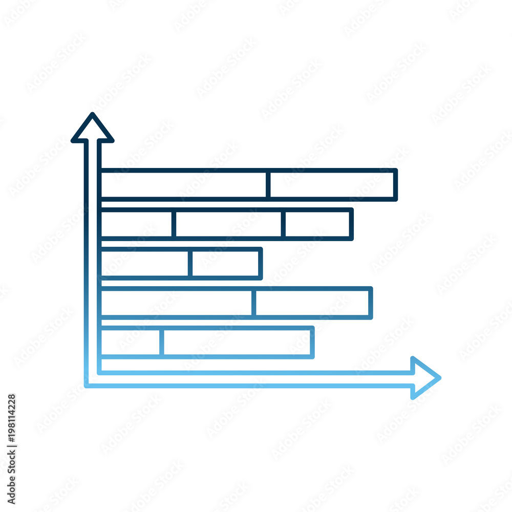 Poster statistic horizontal bar graph business progress vector illustration gradient blue color