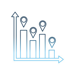 statistic information bar graph pointer map vector illustration gradient blue color