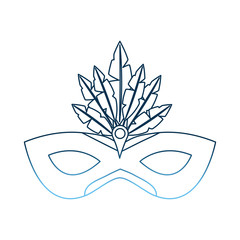 carnival mask with feathers decoration vector illustration gradient blue color
