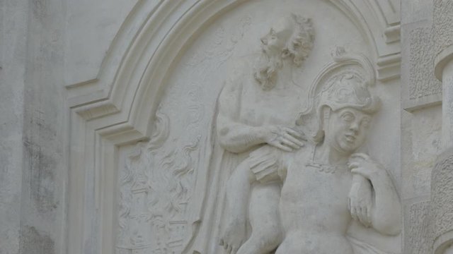Hercules and Antheus bas relief