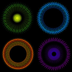 A collection of fractal ornaments in the form of a pupil.