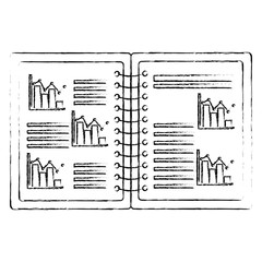 notebook in spiral with infographic statistics report investment vector illustration sketch design