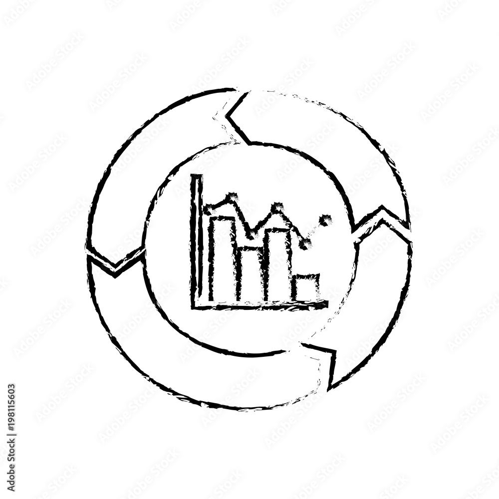 Poster flow diagram cycle chart bar graph statistic information vector illustration sketch design