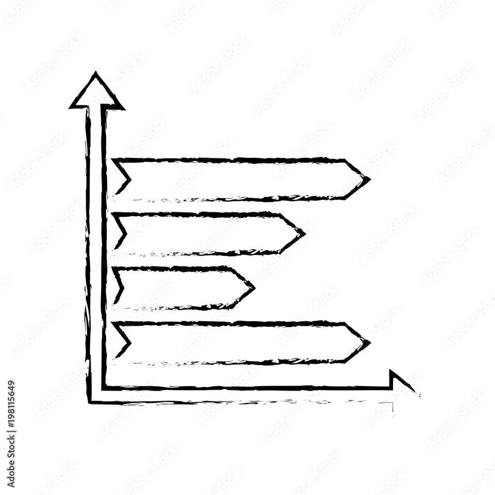 Poster business statistic bar graph arrows horizontal vector illustration sketch design