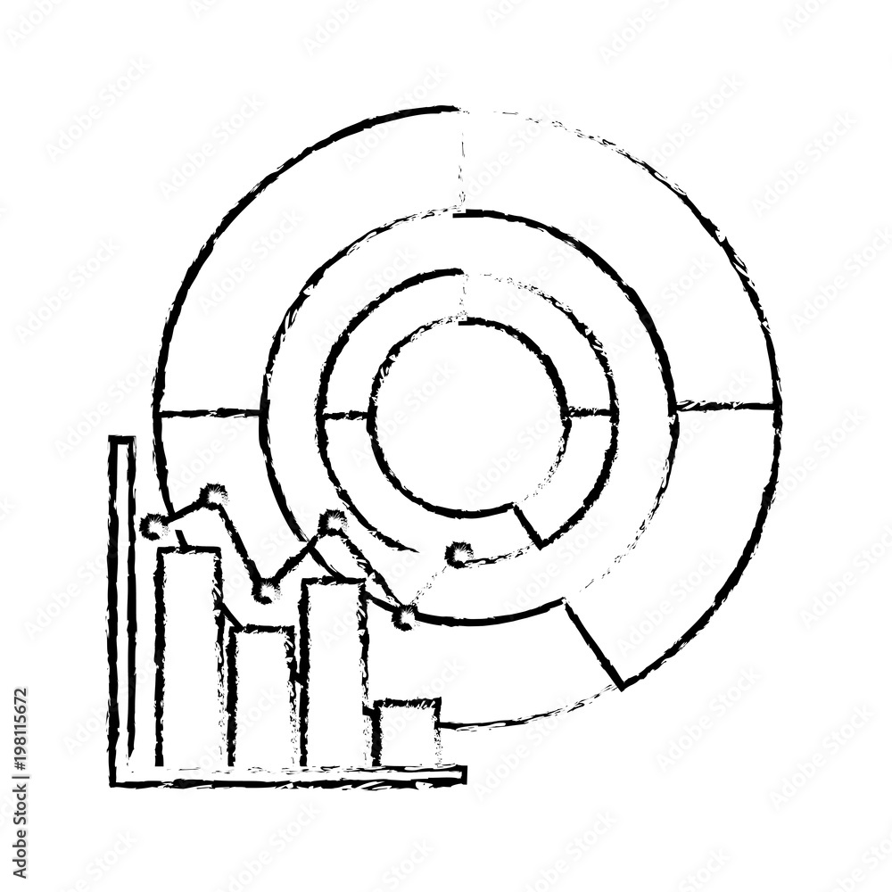 Poster round chart statistic data bar graph diagram icon vector illustration sketch design