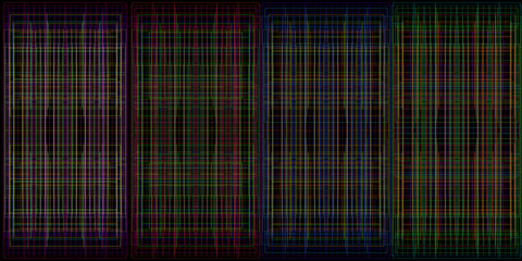 A set of mesh colored textures made of thread to decorate fabric or tablecloths.