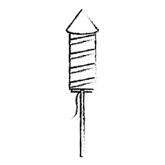 fireworks rocket in wooden stick celebration vector illustration sketch design