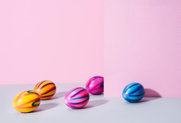 Easter eggs on pastel background.