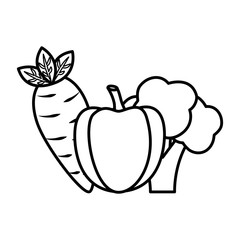 vegetables food healthy lifestyle bell pepper carrot broccoli vector illustration outline design