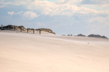 Praia de Espinho, beach near Oporto in Portugal, sand dunes.