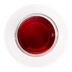 Red tea in glass cup