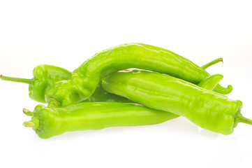 Isolated in the white background of green pepper